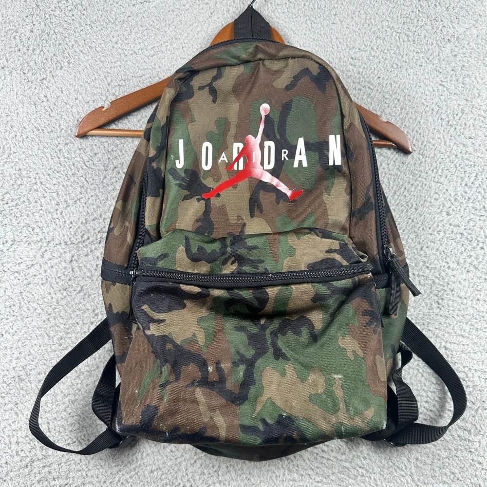 Jordan Jumpman Camo Backpack Large Green Brown Red Woodland Camouflage Bag
